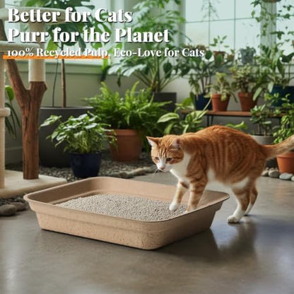 10-Pack Disposable Litter Box for Kitty Cats, Thick & Leak-Proof, Eco-Friendly Travel & Home Litter Pan, No-Scrub for Cats