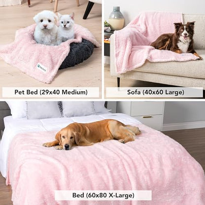 PetAmi Soft Plush Sherpa Dog Blanket for Pet Cat, Small 24x32, Pink