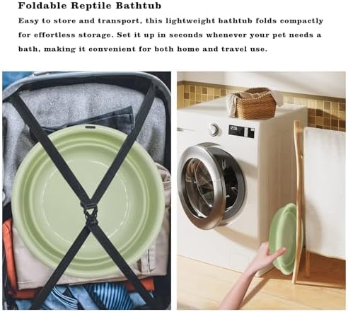 Bearded Dragon Accessories, Bearded Dragon Pool with 2 Bath Brushes and 1 Towel, Reptile Bath Tub, Reptile Swimming Pool for Lizard, Geckos, Tortoises