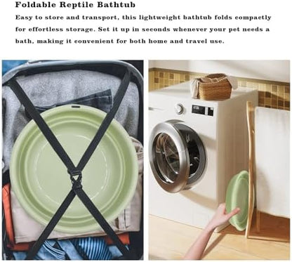 Bearded Dragon Accessories, Bearded Dragon Pool with 2 Bath Brushes and 1 Towel, Reptile Bath Tub, Reptile Swimming Pool for Lizard, Geckos, Tortoises