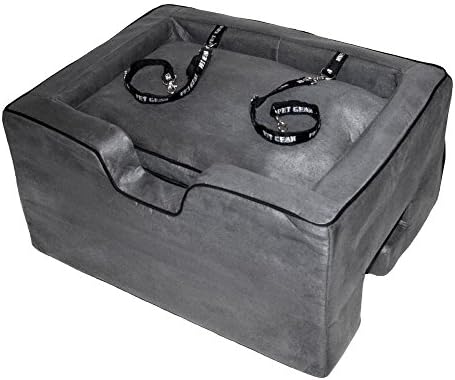 Pet Gear Lookout Booster Car Seat, Removable Comfort Pillow, Safety Tether Included, Installs in Seconds, No Tools Required, 2 Sizes, 3 Colors, Charcoal, Large (PG1122CH)