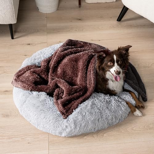 PetAmi Soft Plush Sherpa Dog Blanket for Pet Cat, Small 24x32, Brown