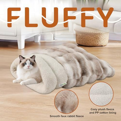 3 in 1 Semi-Enclosed Self Warming Burrow Cat Bed Sleeping Cave