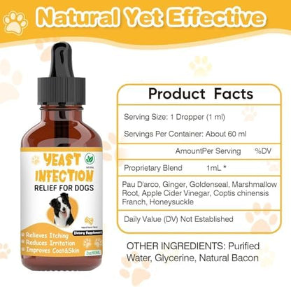 Natural Yeast Infection Treatment for Dogs,Supports Healthy Itch Relief,Inflammation Relief,Allergy Relief & More,Dog Ear Infection Treatment,Itch Relief for Dogs,Ear Infection Treatment for Dog