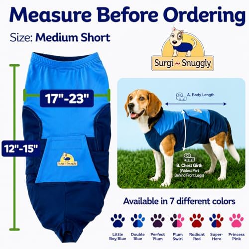 Surgi Snuggly Dog Surgery Recovery Suit, Cone Alternative, Spay/Neuter MS