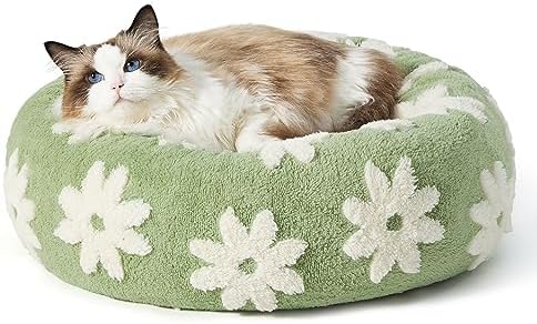 LE SURE Shown on TV Jacquard Donut Cute Cat Beds Indoor,Green 20x20x6in
