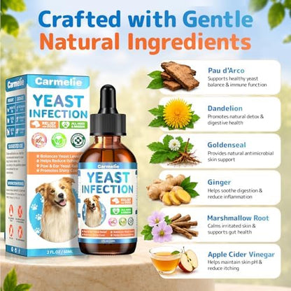 Yeast Infection Treatment for Dogs, Carmelie Ear Paw Itch Discomfort Care