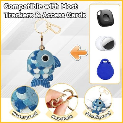Leather Keychain Holder Case for AirTag, Cute Protective Cover for Apple Airtag KeyChain, GPS Tracker Item Finder