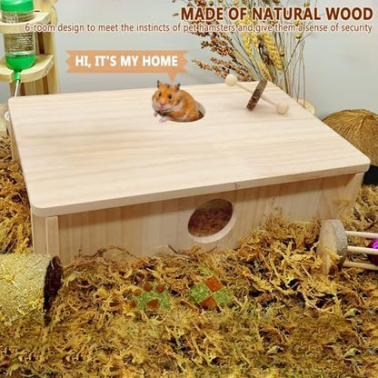 Kathson Multi-Chamber Hamster Tunnel House Maze: 2 Entrance 6 Rooms Hideout