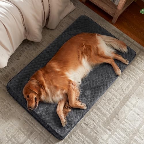 JOEJOY Orthopedic Medium Dog Bed, Washable Dog Crate Bed Medium Sized with Removable Cover, Egg Memory Foam Pet Beds, Grey, 29"x18"
