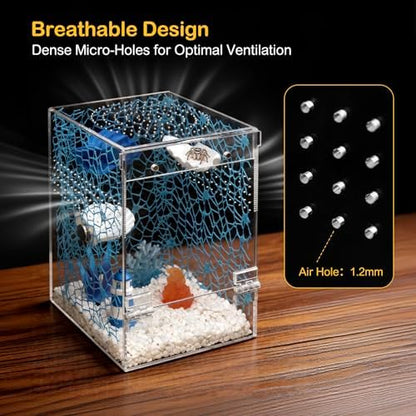 Jumping Spider Enclosure Starter Kit,Escape Proof Ocean Terrarium