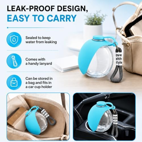 Portable Dog Water Bottle Pet Travel Water Bowl Dog Water Bottle (Blue, 01)