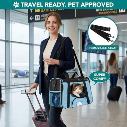 PetAmi Airline Approved Pet Carrier for Cats & Small Dogs, Small Light Blue