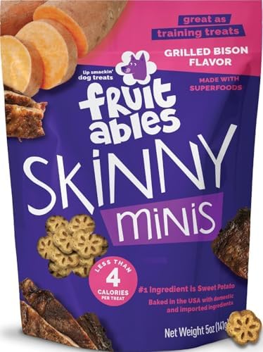 Fruitables Skinny Mini Dog Treats, Training Treats, Grilled Bison, 5oz