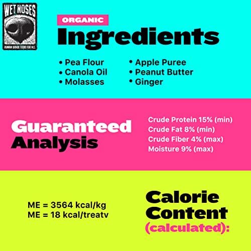 Wet Noses Organic Crunchy Dog Treats Grain Free – All-Natural, Human-Grade, Non-GMO, Healthy Training & Delicious Snacks for Dogs, for All Dog Sizes & Breeds – Apple & Ginger, 14oz (Single Pack)