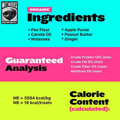 Wet Noses Organic Crunchy Dog Treats Grain Free – All-Natural, Human-Grade, Non-GMO, Healthy Training & Delicious Snacks for Dogs, for All Dog Sizes & Breeds – Apple & Ginger, 14oz (Single Pack)