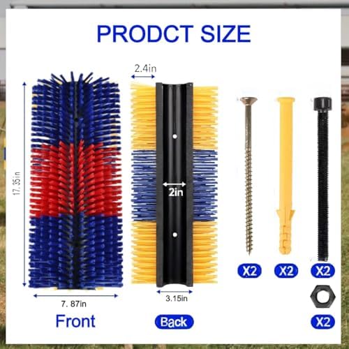 2PCS Livestock Scratching Brush,Goat Scratcher Brush Post with Cleaning Tool, Grooming and Massage Brushes for Donkeys Horse Sheep Cow scratchers, Animals Back Scratching Itch