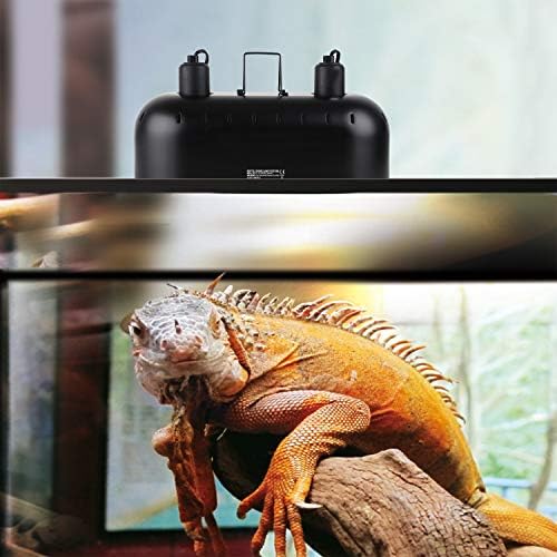 DXOPHIEX 15inch Dual Reptile Light Fixture Dual Reptile Heat Lamp