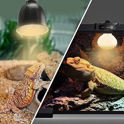 LUCKY HERP New Upgrade 50W Reptile Heat Lamp Bulb (3rd Gen, Safer), Amphibian Basking Spot Light Bulb, UVA Reptile Daylight Bulb for Turtle, Bearded Dragon, Lizard Heating Use (2 Pack)