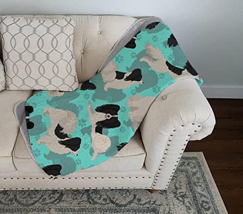 Caroline's Treasures MLM1081LQB Black and Whtie Papillon Quilted Blanket 50x60 Artwork Pattern Quilted Throw Blanket for Bed, Couch, Sofa, Soft and Lightweight