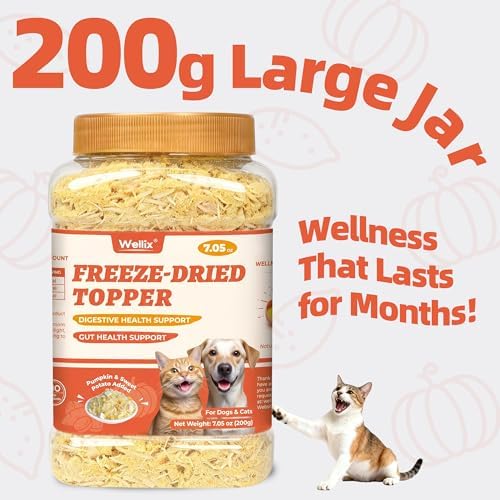 Wellix Freeze Dried Topper with Pumpkin&Sweet Potato for Dogs&Cats, 7.05oz