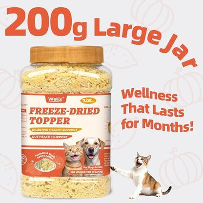 Wellix Freeze Dried Topper with Pumpkin&Sweet Potato for Dogs&Cats, 7.05oz