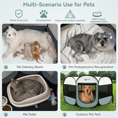 Sieidihit Dog Cat Pet Playpen Puppy Crate Cage Indoor Outdoor, Large Grey