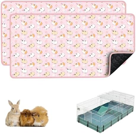 Guinea Pig Cage Liner, 49"x24" Bedding for Midwest Cage 2 Pack, Pink