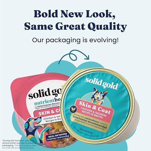 Solid Gold Wet Dog Food Topper, Salmon & Chicken, Skin & Coat, 6ct