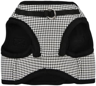 Puppia Amatus Dog Vest Harness B (Step-in) Fashionable Houndstooth Pattern Spring Summer Harness for Small and Medium Dogs, Black, Medium