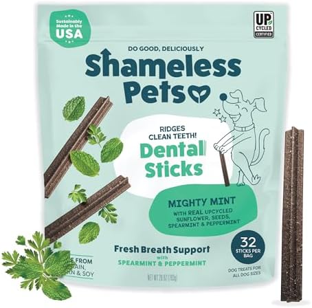 Shameless Pets Triple Mint Dental Chews for Dogs, 32 Chews