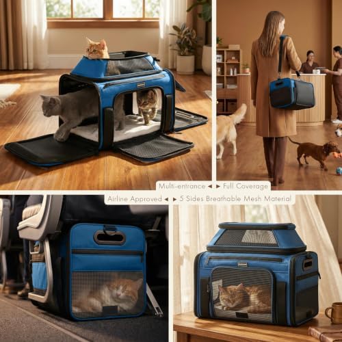 Top-Expandable Pet Carrier with Treat Pet Window,18x11x11 Airline Approved