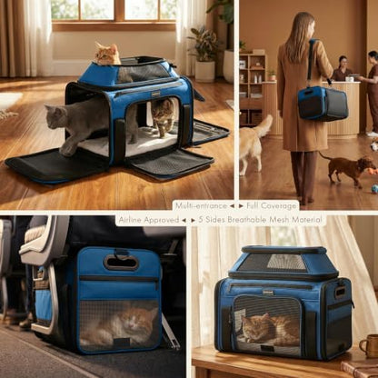 Top-Expandable Pet Carrier with Treat Pet Window,17x11x9.5 Airline Approved