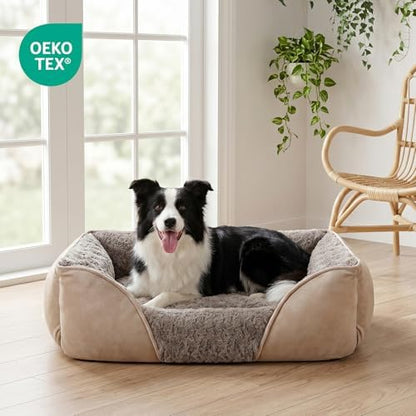 INVENHO X-Large Dog Bed for Large Medium Small Dogs Rectangle Washable Dog Bed, Orthopedic Dog Bed, Soft Calming Sleeping Puppy Bed Durable Pet Cuddler with Anti-Slip Bottom XL(35"x25"x10")