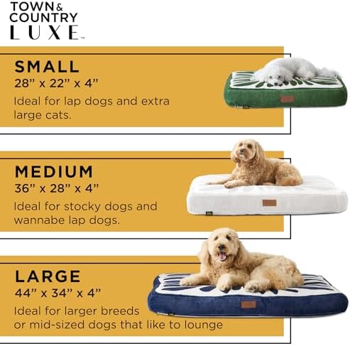 Town & Country Luxe CuddleTown Matisse Everwash® Pillow Pet Bed, Water Repellent Floor Pillow, Machine Washable Cover, Soft & Calming, Navy Blue, Medium 36"x28"x4"