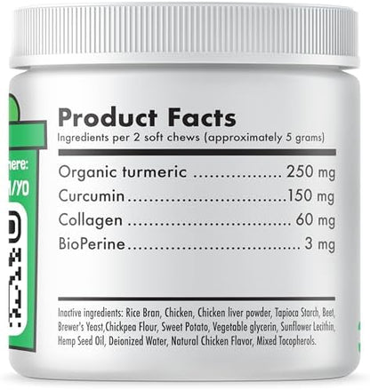 LEGITPET Turmeric Curcumin Hip & Joint Supplement for Dogs – Supports Mobility, Comfort & Overall Wellness – with Collagen & BioPerine – 30 Chews