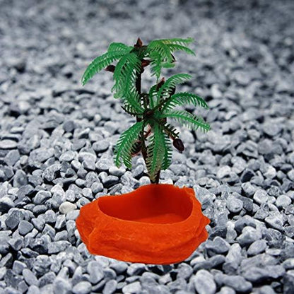 Needzo Hermit Crab Mini Swimming Pool with Palm Tree Decorations, Neon Colored Tank Habitat Accessory for Water, 5 Inches
