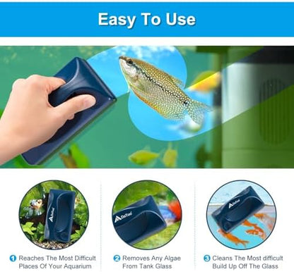 DaToo Aquarium Mini Magnetic Scrubber Scraper Small Fish Tank Cleaner Nano Glass Aquarium Cleaning Tools with Super Strong Magnet (Standard)