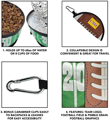 Pets First NCAA Michigan Wolverines Collapsible Dog Travel Bowl, Food and Water Bowl for Dogs & Cats. Lightweight Leak-Proof Pet Bowl for Travel with Football Field & Pebble-Grain Design
