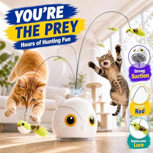 CATPICK Interactive Cat Toy for Indoor Cats, Automatic Flying Bird Toy