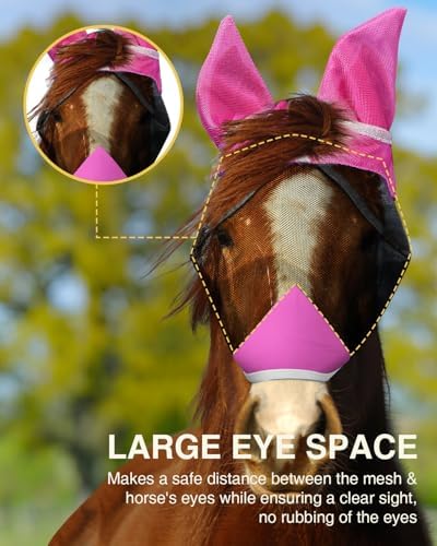 Hilltown Fly Mask for Horse with Ears - Full, Pink
