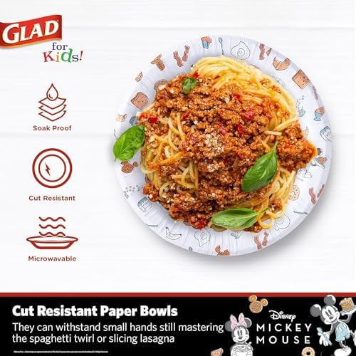 Glad for Kids Disney Mickey & Minnie Disposable Bowls, 16 Oz, 50 Ct, 12-Pk