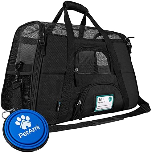 PetAmi Airline Approved Pet Carrier for Cats & Small Dogs, Large, Black