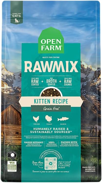 Open Farm RawMix Dry Cat Food, Grain Free Kibble for Kittens, 8lb Bag