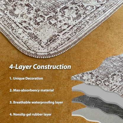 nunubaby Washable Pee Pads for Dogs, Stylish, Non-Slip and Leak-Proof Pee Pads. Reusable Potty Pads for Dogs for Crates and Floors.(Brown/Geo,54" x54" )