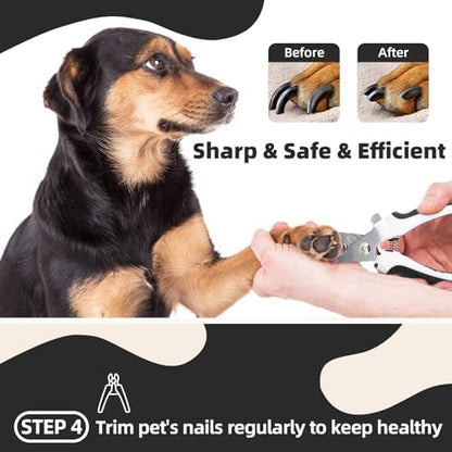 Dog Brush for Shedding, 7 PCS Dog Grooming Brush Kit, Undercoat Rake, Slicker Brush, Deshedding Comb, Bath Brush, Nail Clipper for Long & Short Haired Dogs & Cats, Black