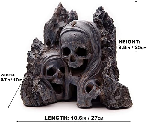 Allcolor Aquarium Skull Rock Decor, Skull Canyon for 10+ Gallon Tanks