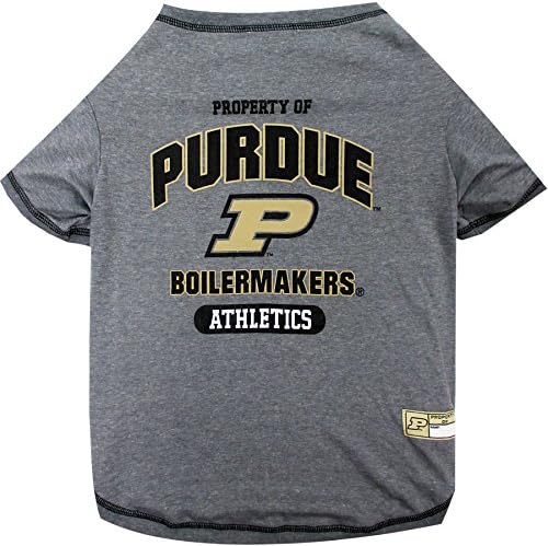 Pets First Collegiate PURDUE BOILERMAKERS Dog T-Shirt, Medium. - Licensed Shirt for Pets Team Colored with Team Logos.- Premium Stretchable Materials for the Comfrot of your Dog & Cat.