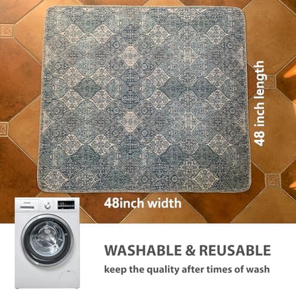 nunubaby Washable Pee Pads for Dogs, Stylish, Non-Slip and Leak-Proof Pee Pads. Reusable Potty Pads for Dogs for Crates and Floors.(Blue/Multi, 48" x48" )