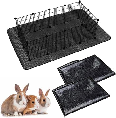Oncpcare Waterproof Pet Playpen Mats for Rabbits 2 Pack, 59×39 in (Black) – Floor Protector and Easy-Clean Cage Liner for Bunny, Guinea Pig, and Small Animal Habitat